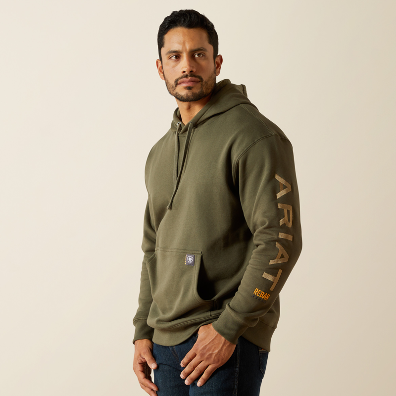 Ariat Mens Rebar Graphic Hoodie Grape Leaf/Dried Herb
