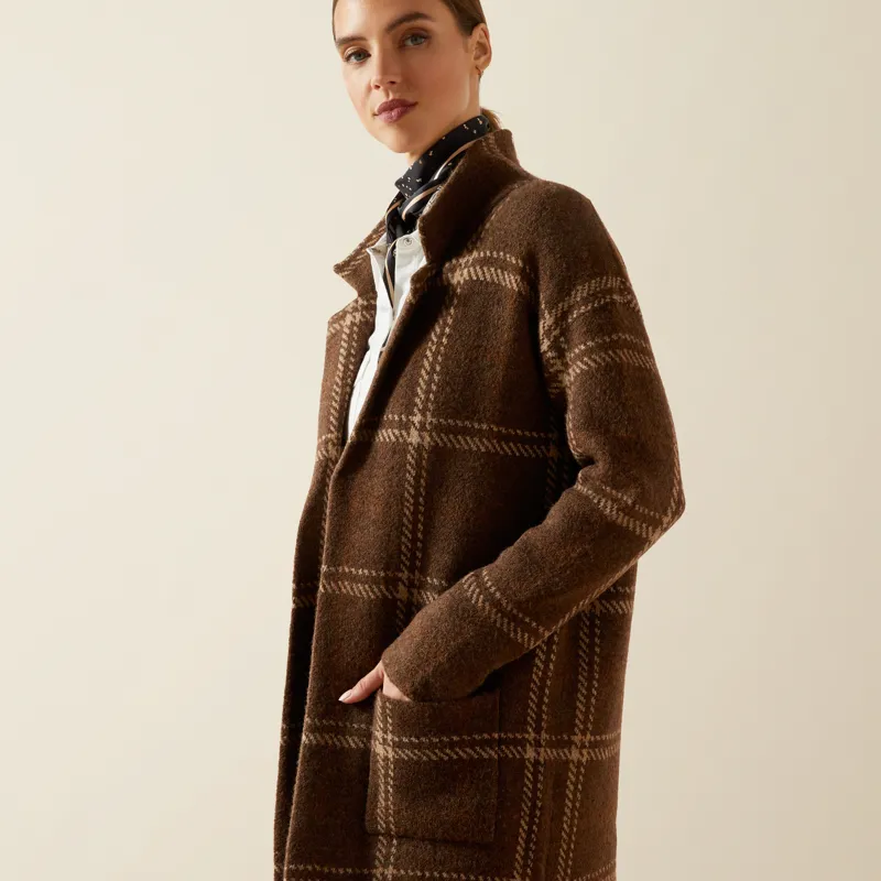 Ariat Womens Ballston Cardigan Sorrel Horse Plaid-2