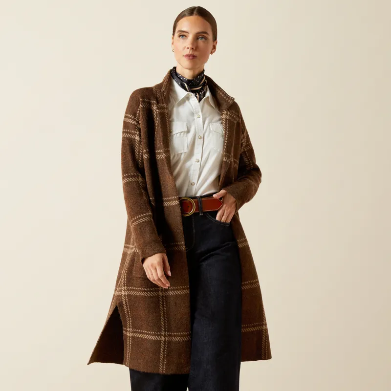 Ariat Womens Ballston Cardigan Sorrel Horse Plaid