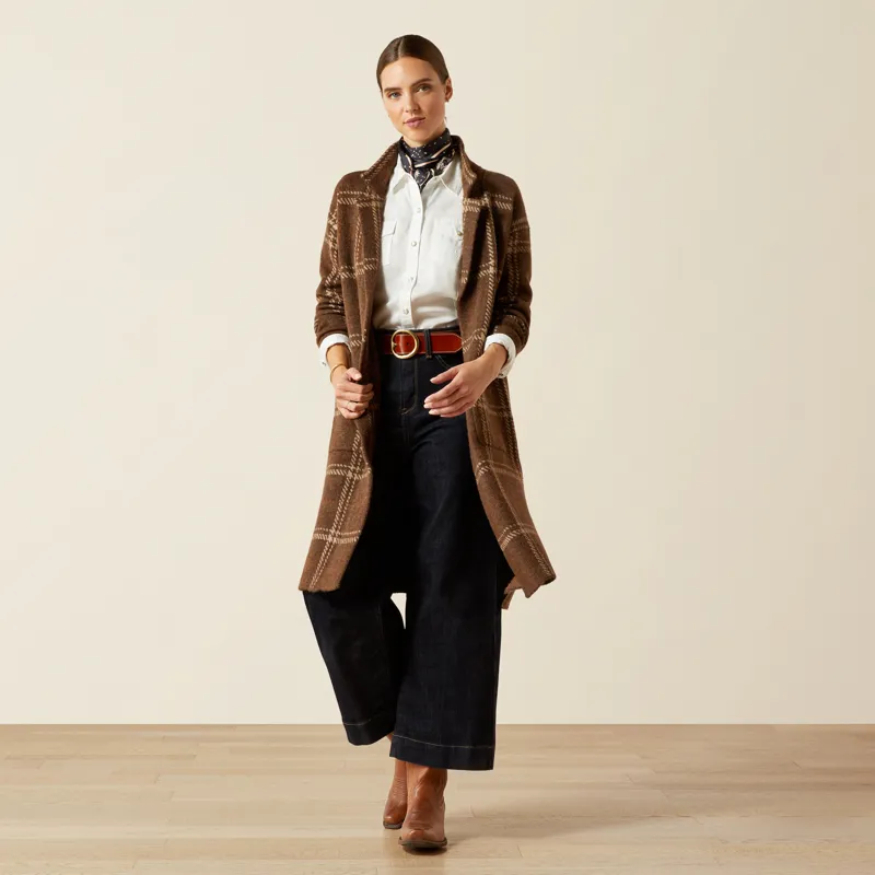 Ariat Womens Ballston Cardigan Sorrel Horse Plaid-3
