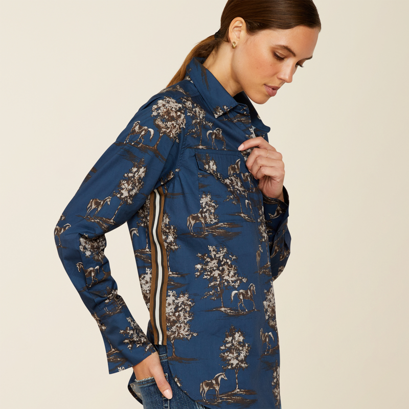 Ariat Womens Wolseley Shirt Navy Toile-3