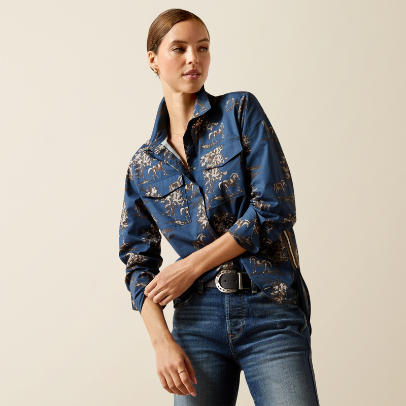 Ariat Womens Wolseley Shirt Navy Toile-4