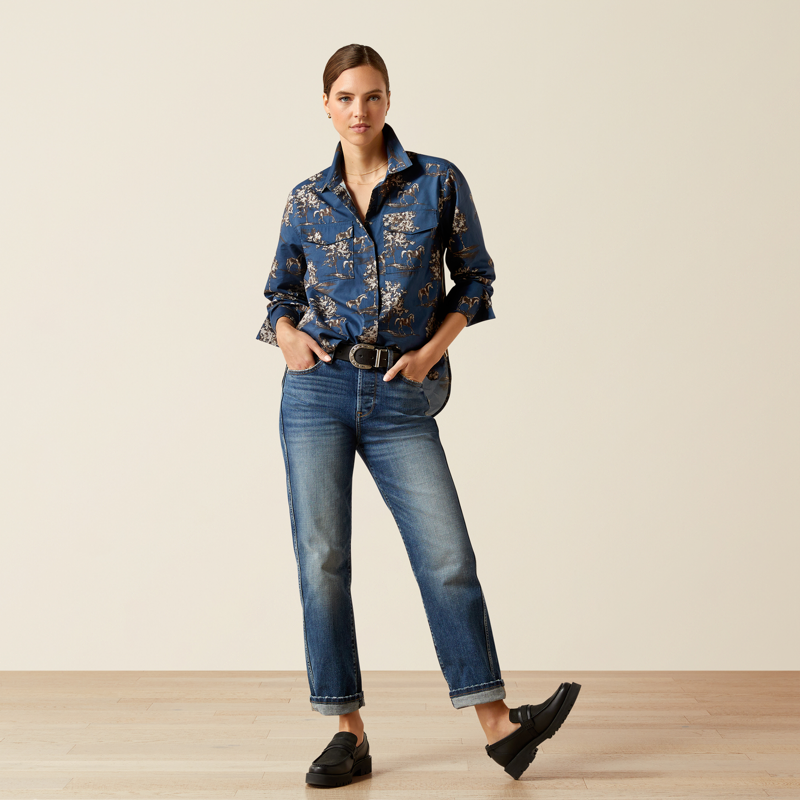 Ariat Womens Wolseley Shirt Navy Toile-5