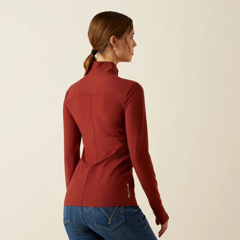 Ariat Womens Lowell 3.0 1/4 Zip Baselayer Madder Brown-1