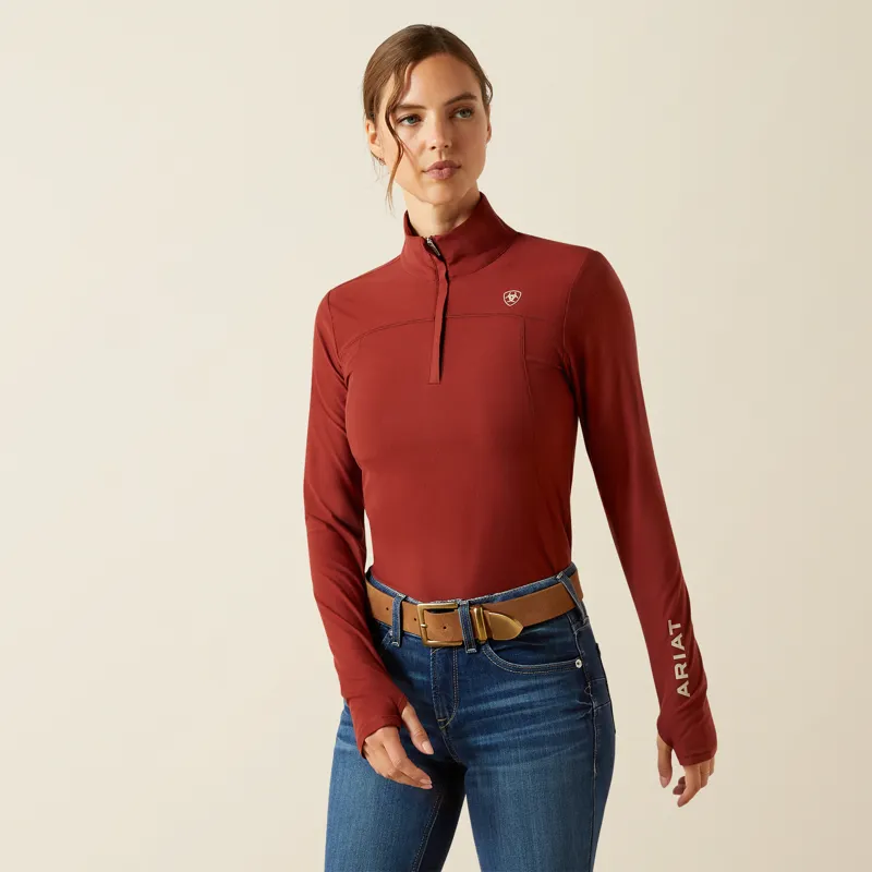 Ariat Womens Lowell 3.0 1/4 Zip Baselayer Madder Brown