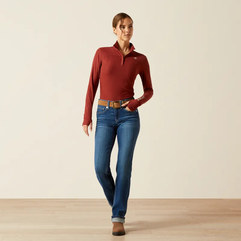 Ariat Womens Lowell 3.0 1/4 Zip Baselayer Madder Brown-4