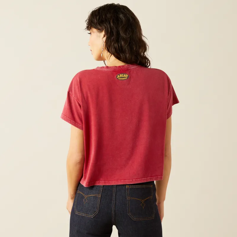 Ariat Women's Sendero Slow Horses T-Shirt in Biking Red Mineral Wash-1