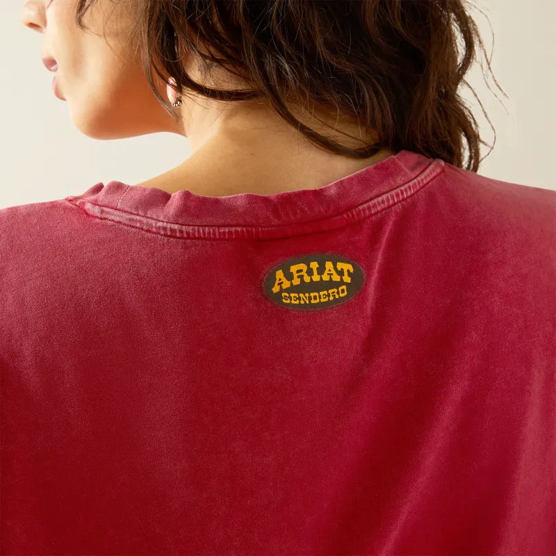 Ariat Women's Sendero Slow Horses T-Shirt in Biking Red Mineral Wash-3