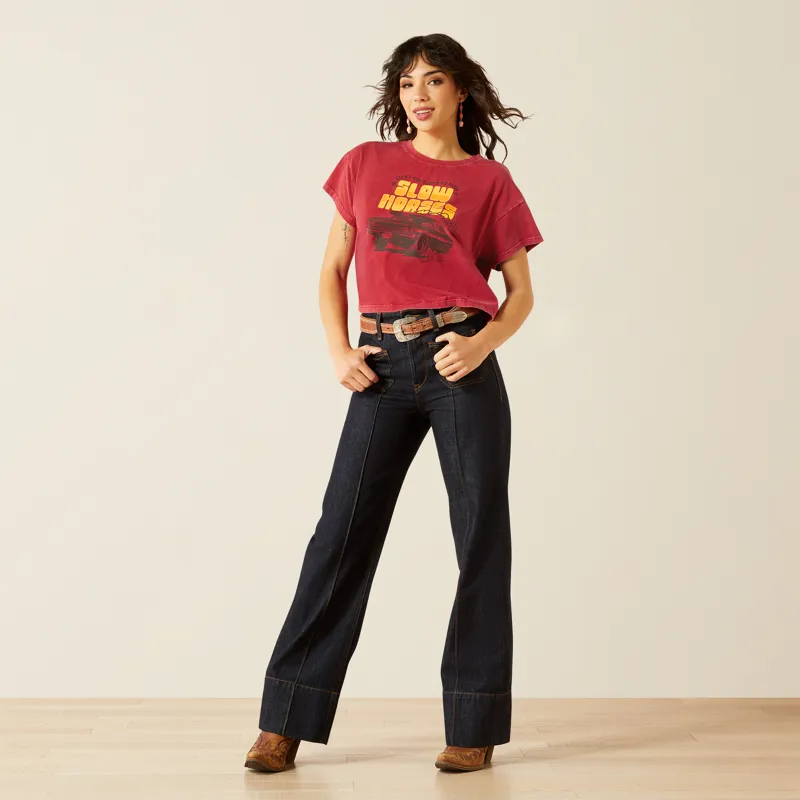 Ariat Women's Sendero Slow Horses T-Shirt in Biking Red Mineral Wash-4