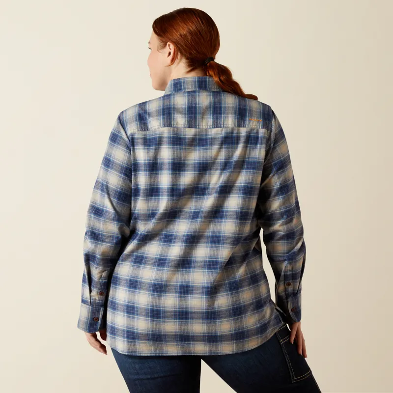 Ariat Women's Rebar Flannel DuraStretch Work Shirt in Navy-5