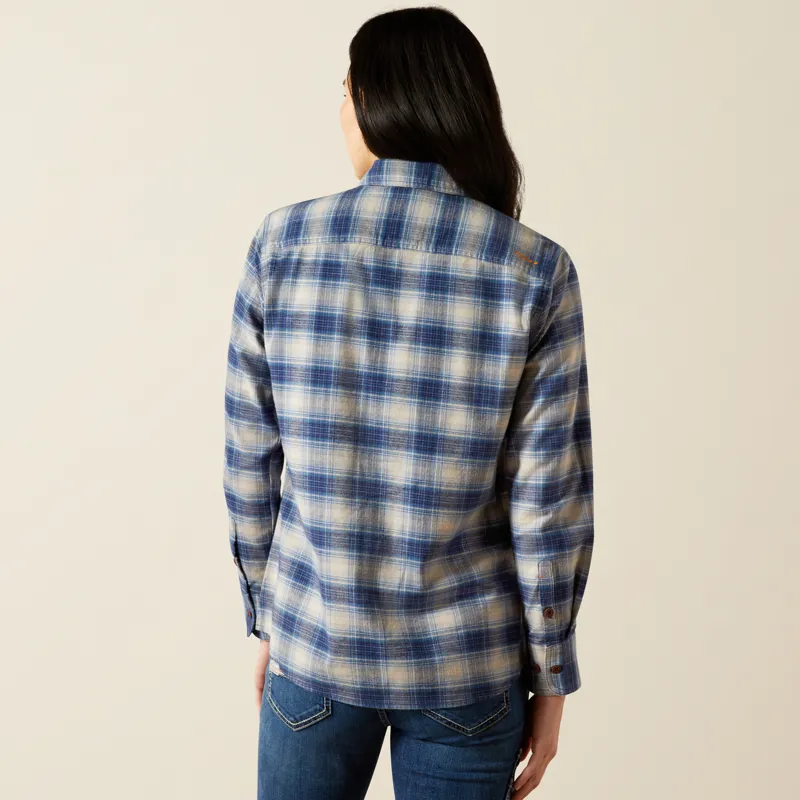 Ariat Women's Rebar Flannel DuraStretch Work Shirt in Navy-4