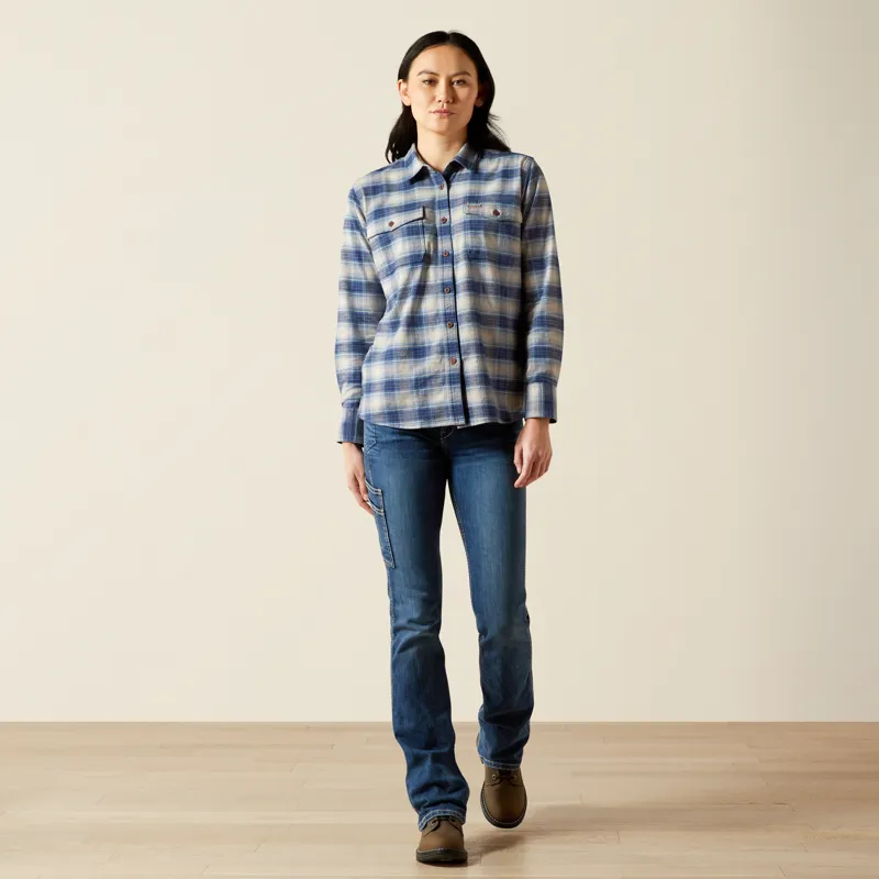 Ariat Women's Rebar Flannel DuraStretch Work Shirt in Navy-2