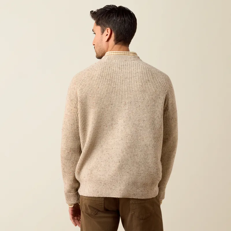 Ariat Mens Heddon Merino Jumper in Oatmeal Heather-1