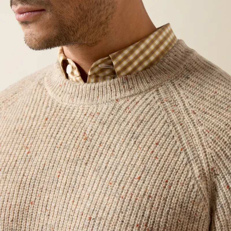 Ariat Mens Heddon Merino Jumper in Oatmeal Heather-2
