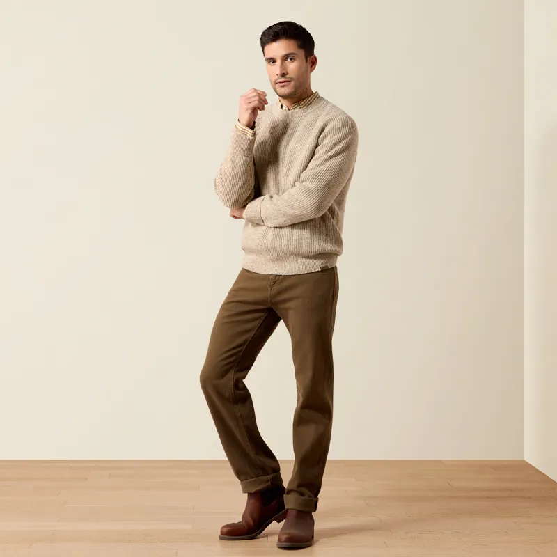 Ariat Mens Heddon Merino Jumper in Oatmeal Heather-4