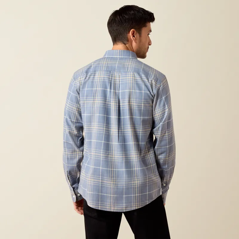 Ariat Mens Clement Shirt in Soft Blue Plaid-2
