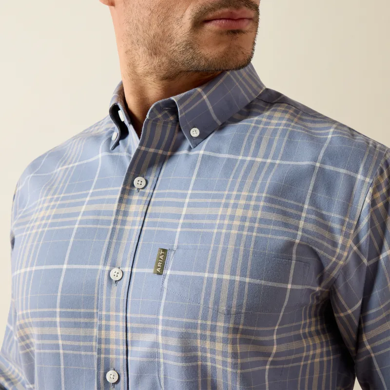 Ariat Mens Clement Shirt in Soft Blue Plaid-3