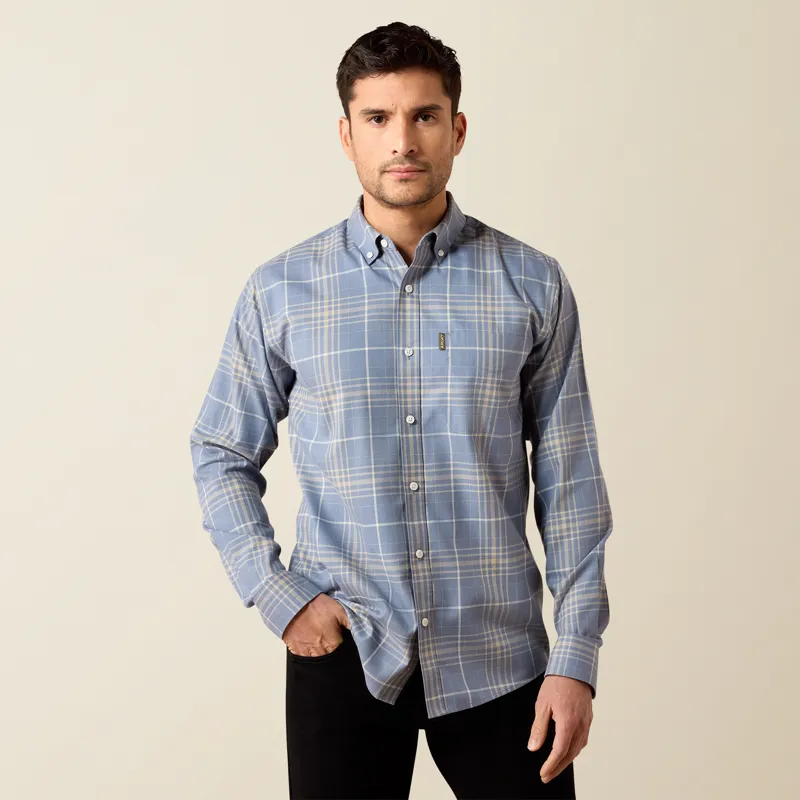 Ariat Mens Clement Shirt in Soft Blue Plaid