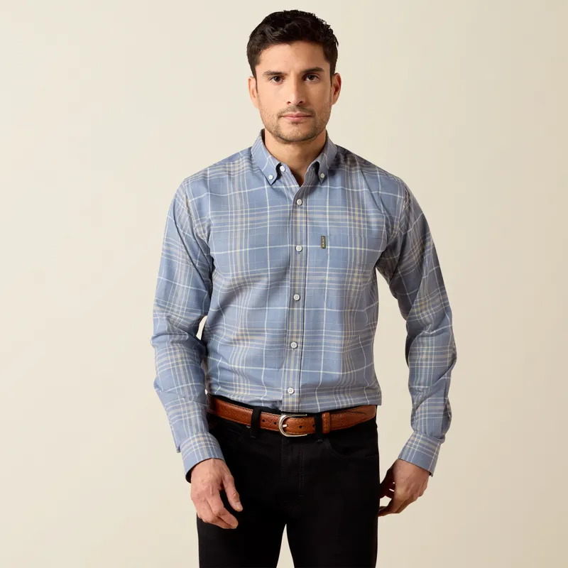 Ariat Mens Clement Shirt in Soft Blue Plaid-4