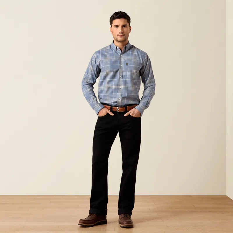 Ariat Mens Clement Shirt in Soft Blue Plaid-1