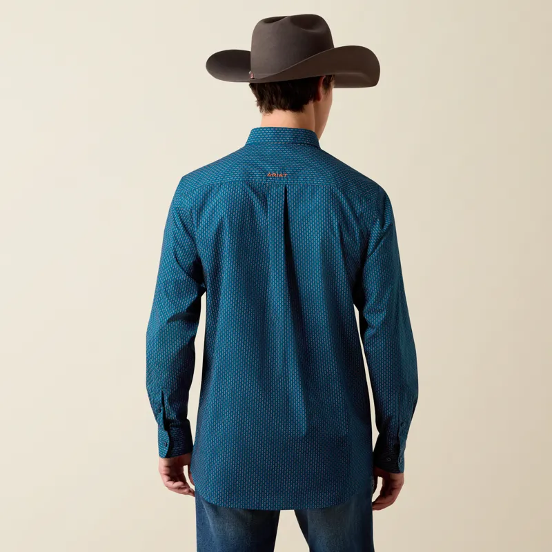 Ariat Men's Claude Fitted Western Shirt in Sailor Blue Micro Geometric Print-1