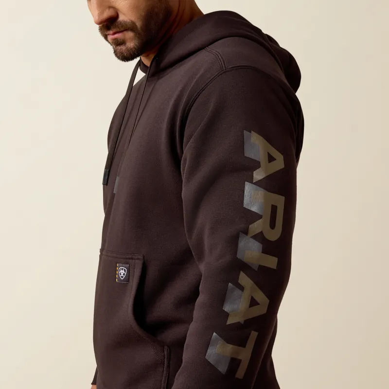 Ariat Men's Rebar Lightweight Logo Hoodie in Liquorice Canteen-3