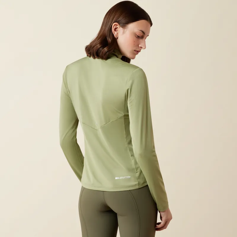 Ariat Women's Lunaveil 1/2 Zip Baselayer in Oil Green-1