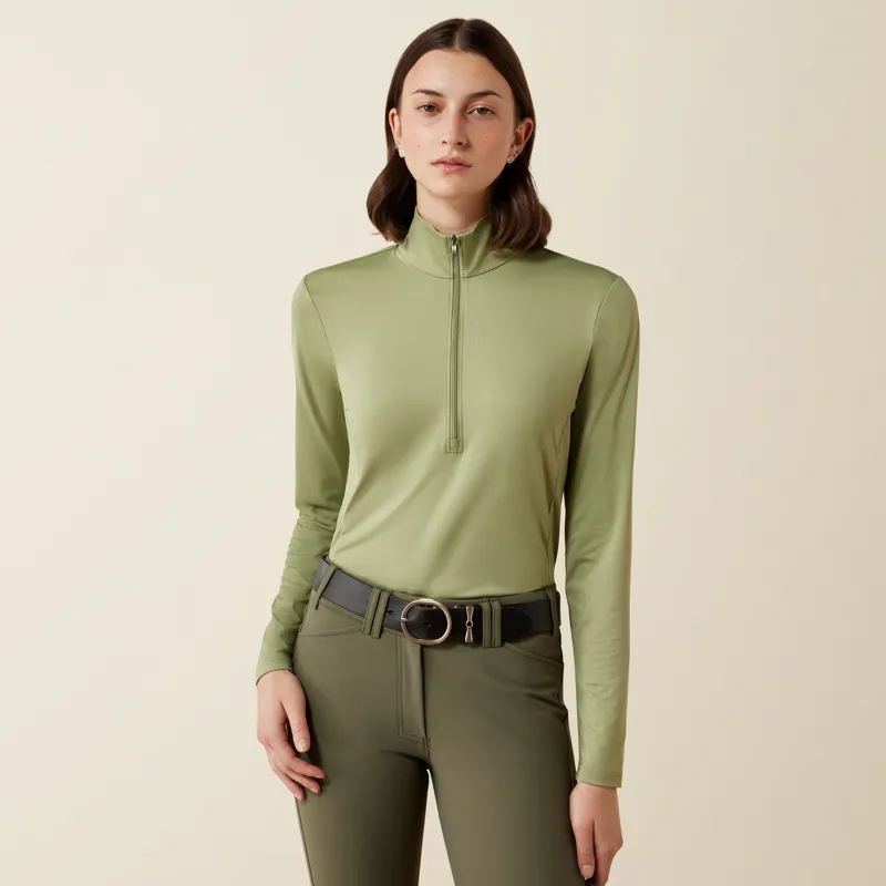 Ariat Women's Lunaveil 1/2 Zip Baselayer in Oil Green