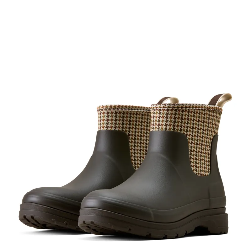 Ariat Women's Kelmarsh Shortie Rubber Boot in Chocolate with Tan Twill