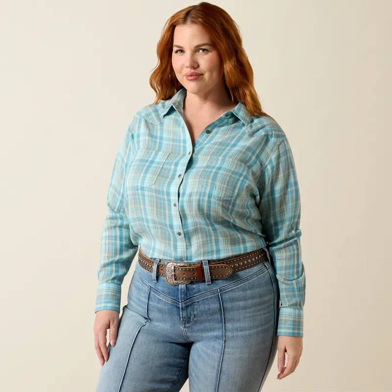 Ariat Women's Billie Jean Western Shirt in Adriatic Plaid-3