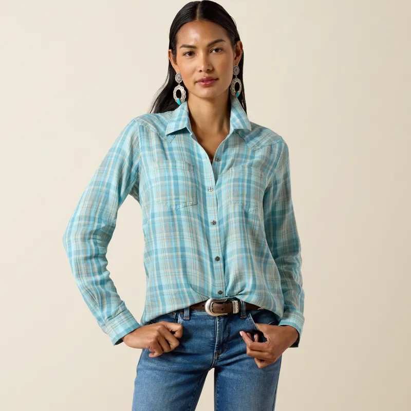 Ariat Women's Billie Jean Western Shirt in Adriatic Plaid-2