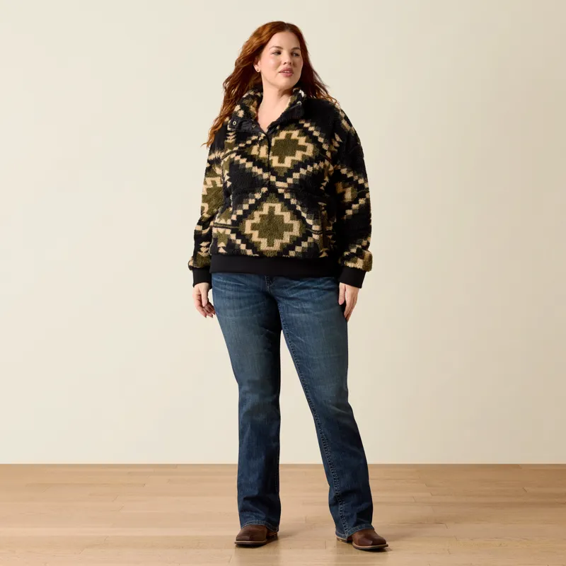 Ariat Womens Berber Sweatshirt in Gambit Southwestern Print-1