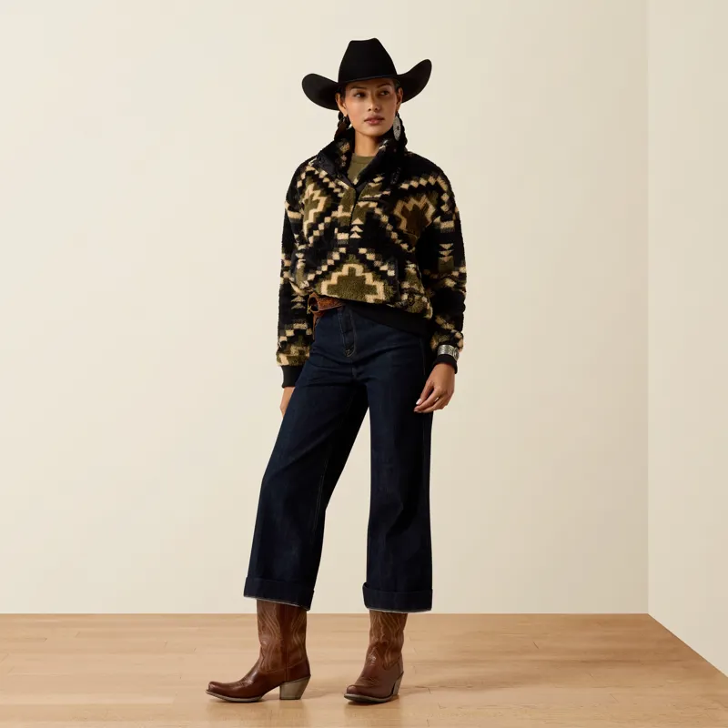 Ariat Womens Berber Sweatshirt in Gambit Southwestern Print-2