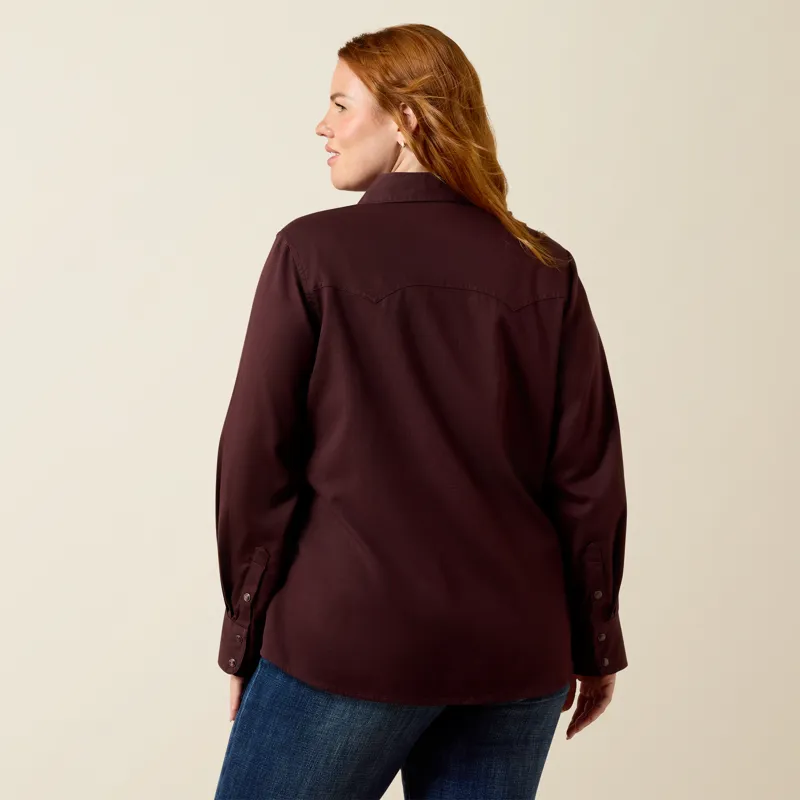 Ariat Women's Earthbound Western Snap Shirt in Chocolate Plum-4