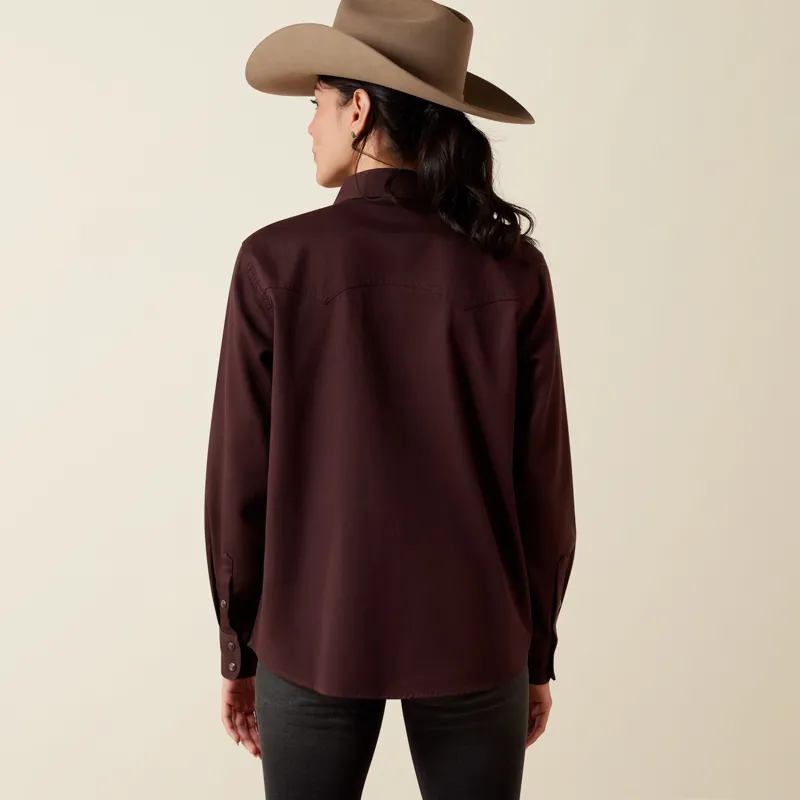 Ariat Women's Earthbound Western Snap Shirt in Chocolate Plum-5