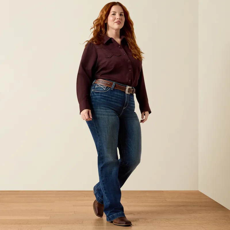 Ariat Women's Earthbound Western Snap Shirt in Chocolate Plum-2