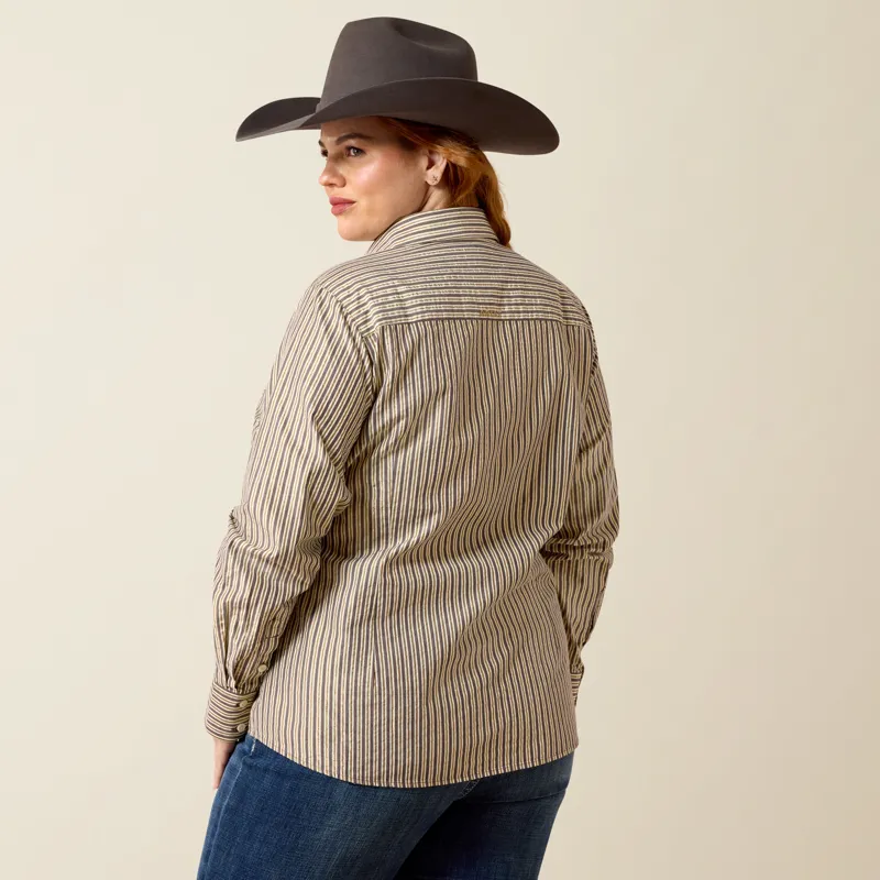 Ariat Women's Kirby Stretch Western Shirt in Chocolate Plum Stripe-5