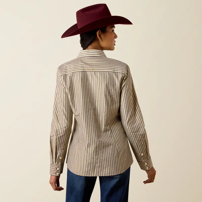 Ariat Women's Kirby Stretch Western Shirt in Chocolate Plum Stripe-6