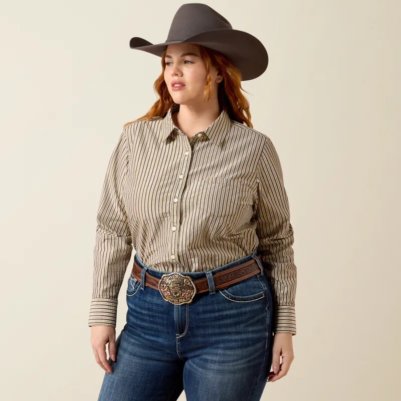 Ariat Women's Kirby Stretch Western Shirt in Chocolate Plum Stripe-1