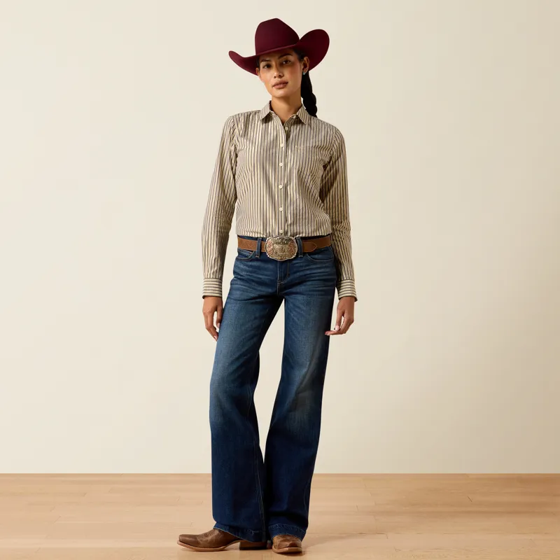 Ariat Women's Kirby Stretch Western Shirt in Chocolate Plum Stripe-4