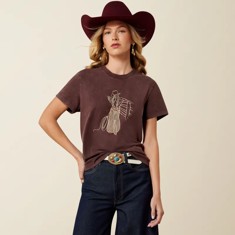 Ariat Women's Rebel With A Cause T-Shirt in Chocolate Plum-1