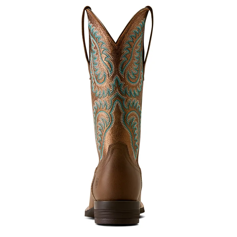 Ariat Womens Cattle Caite Wide Square Toe Western Boot Mocha Dust With Copper Ridge-1