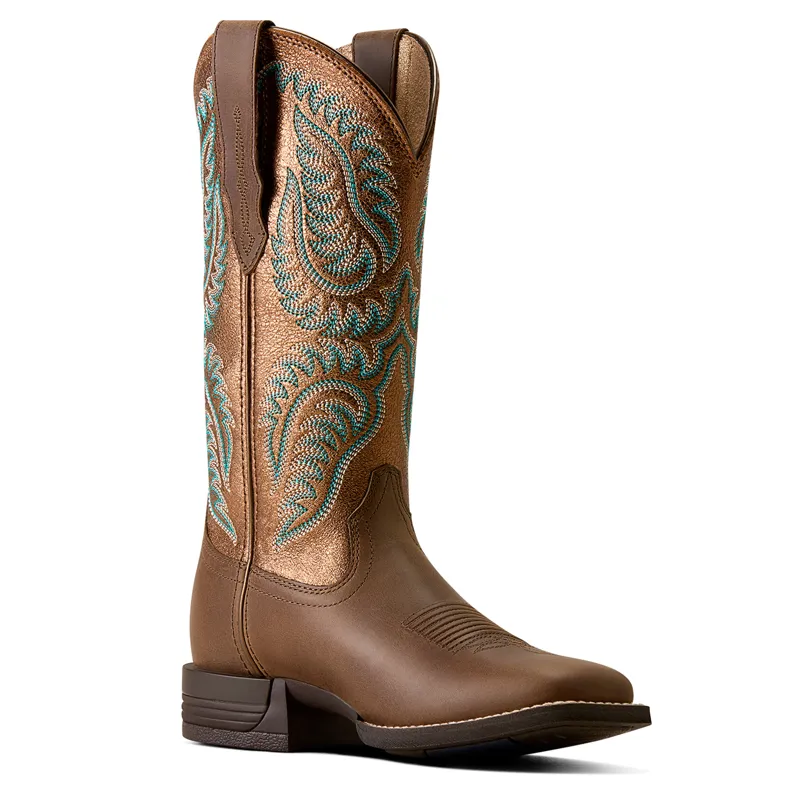 Ariat Womens Cattle Caite Wide Square Toe Western Boot Mocha Dust With Copper Ridge-2