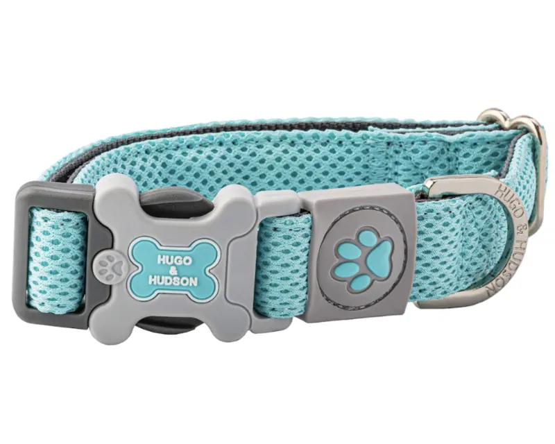 Hugo and Hudson Mesh Dog Collar Aqua Blue