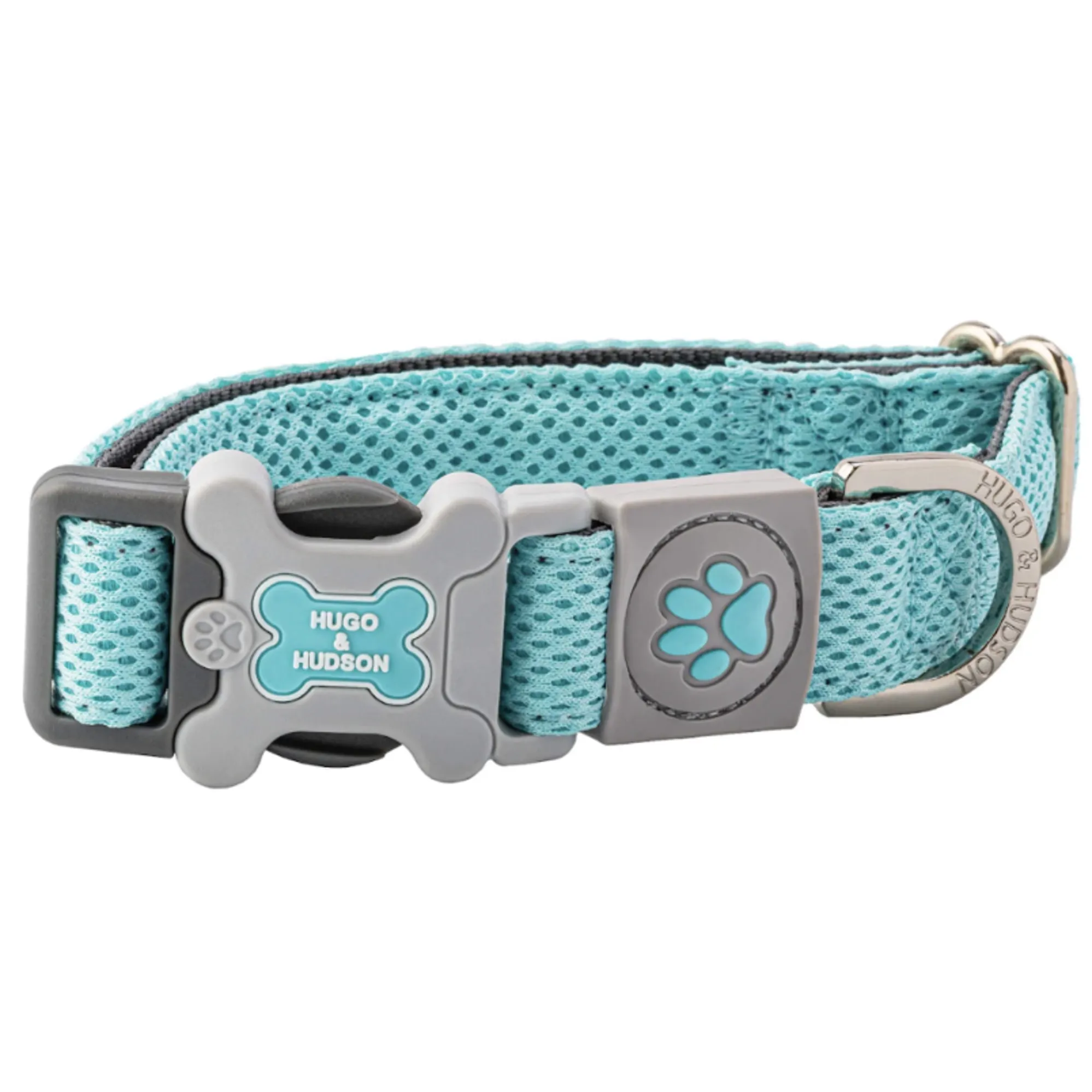 Hugo and Hudson Mesh Dog Collar Aqua Blue