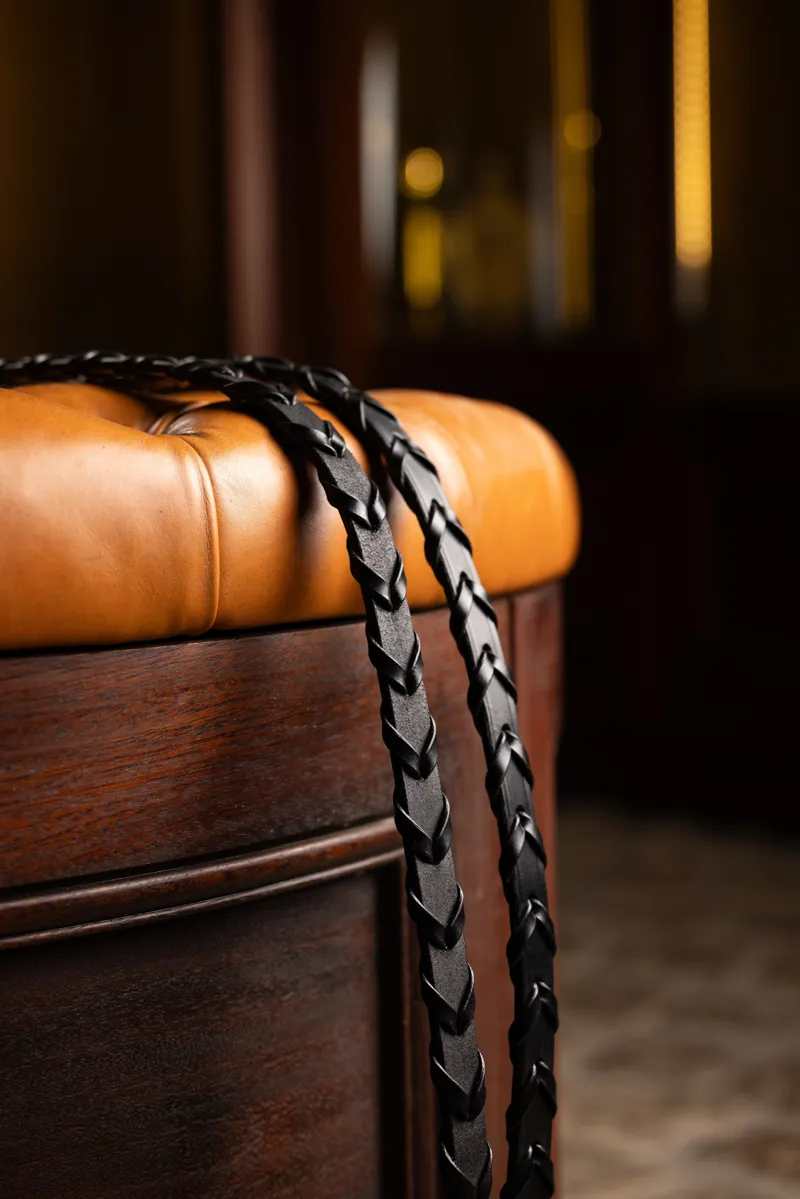 LeMieux Leather Laced Reins Equestrian In Black/Silver-1