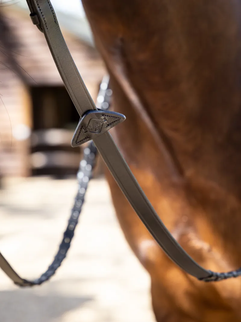 LeMieux Leather Laced Reins Equestrian In Black/Silver-3