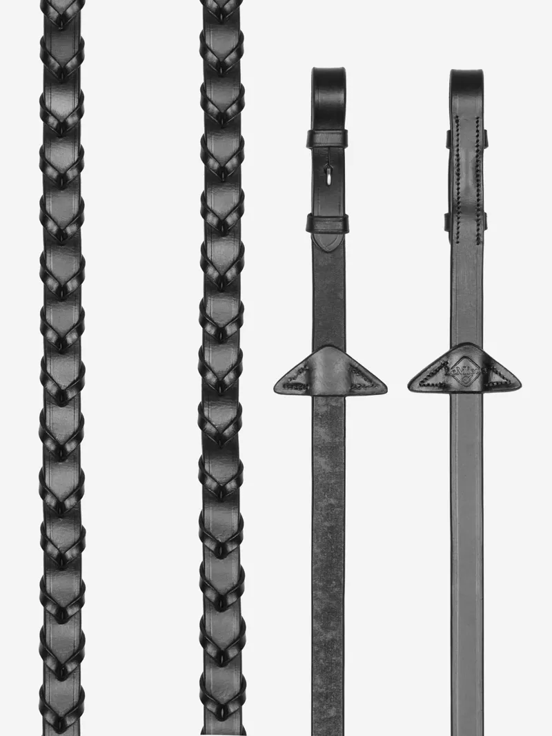 LeMieux Leather Laced Reins Equestrian In Black/Silver