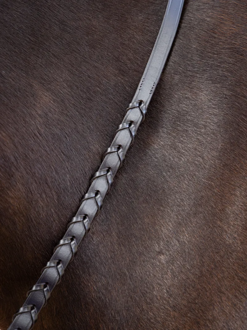LeMieux Leather Laced Reins Brown/Silver