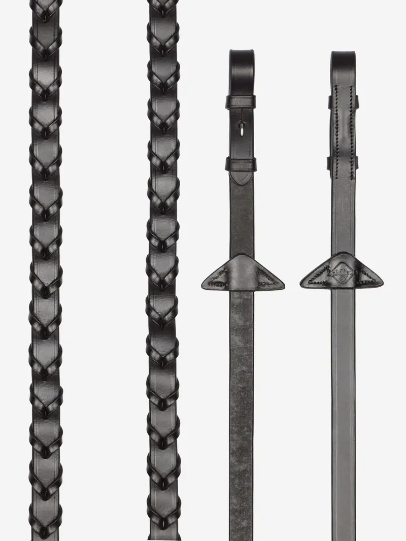 LeMieux Leather Laced Reins Brown/Silver-2